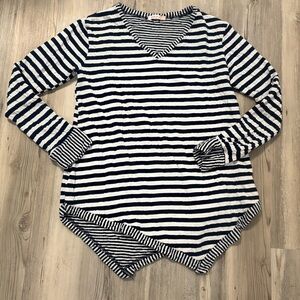 Fresh Produce Navy and White Striped Long Sleeve Top